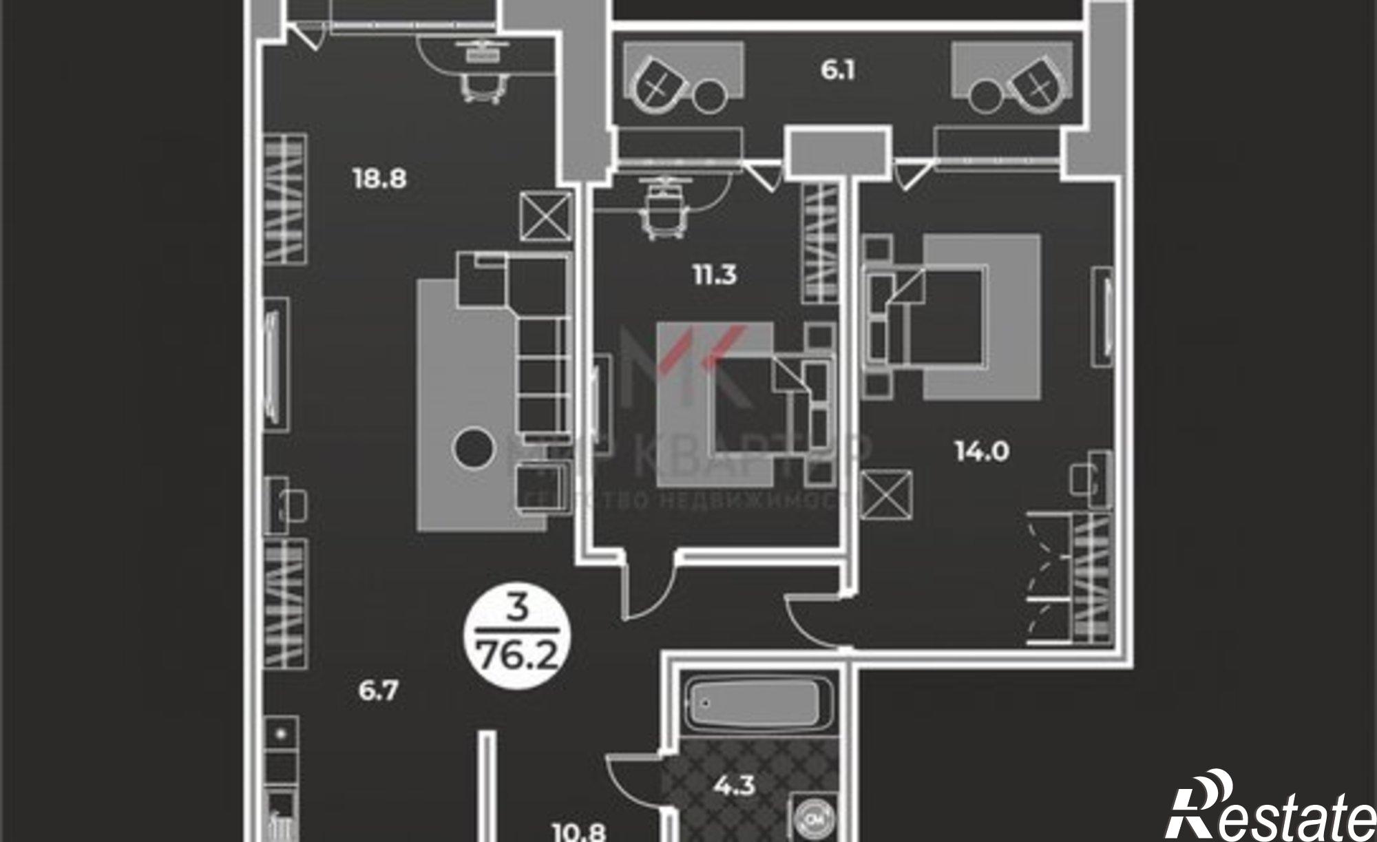 Купить квартиру за 9 753 600 рублей на улица Генерала Тихонова, 14