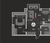 2-комн, 59 кв м, этаж 5/9 улица Генерала Тихонова, 14