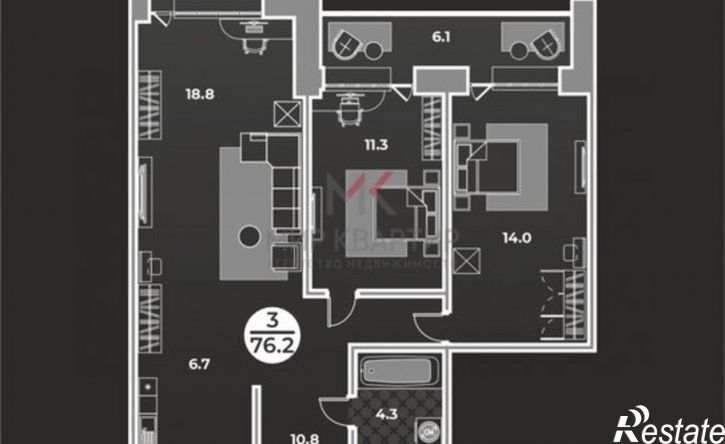 2-комн квартира в новом доме улица Генерала Тихонова, 14,  д. 14