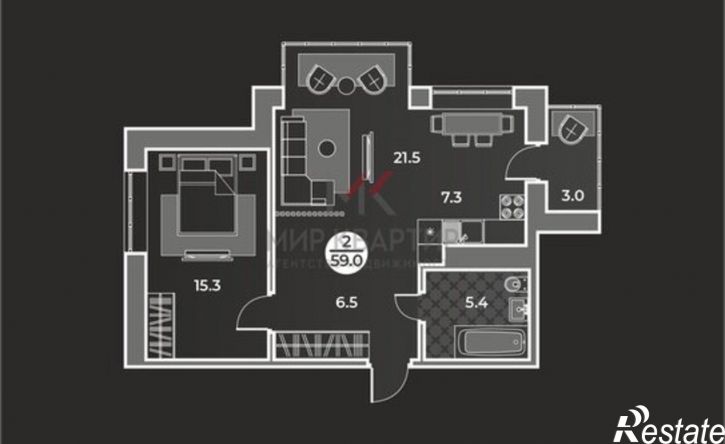 2-комн квартира в новом доме улица Генерала Тихонова, 14,  д. 14