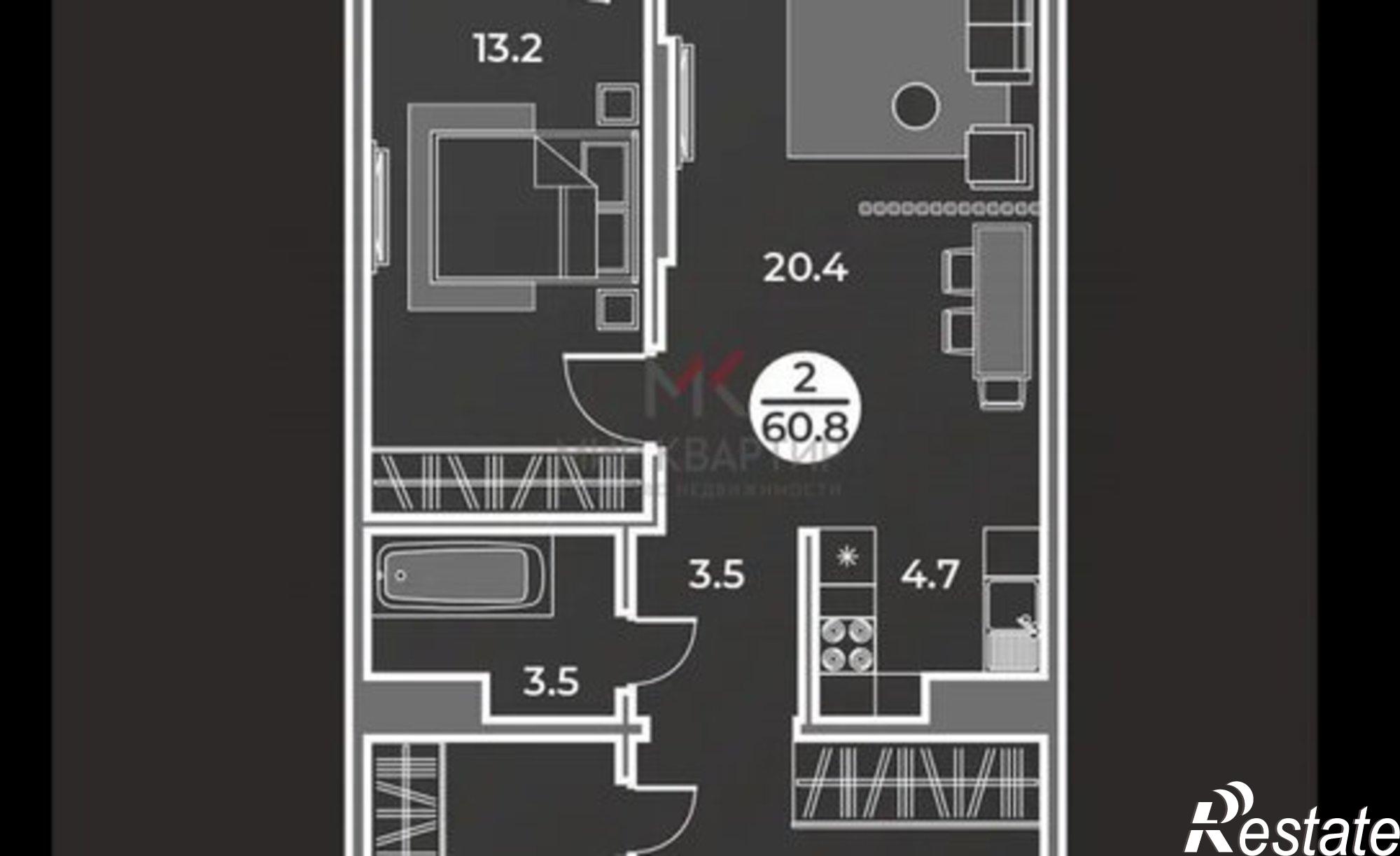 Купить квартиру за 7 782 400 рублей на улица Генерала Тихонова, 14