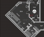 2-комн, 64 кв м, этаж 5/9 улица Генерала Тихонова, 14