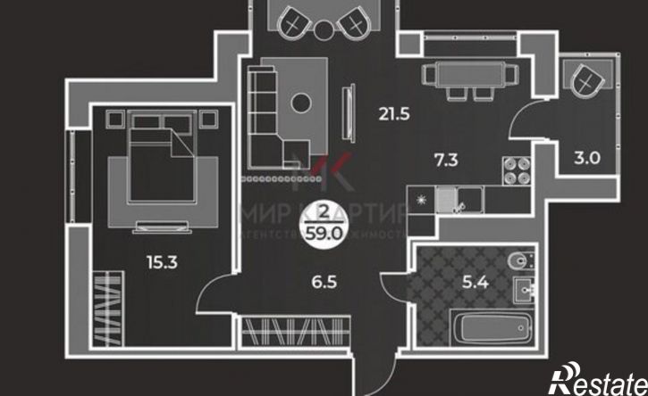 2-комн квартира в новом доме улица Генерала Тихонова, 14,  д. 14