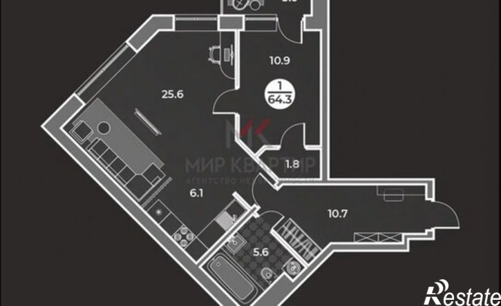 2-комн квартира в новом доме улица Генерала Тихонова, 14,  д. 14