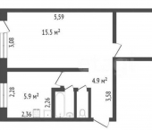 2-комн, 44кв м, этаж 5/5 ул Тараса Шевченко, 68