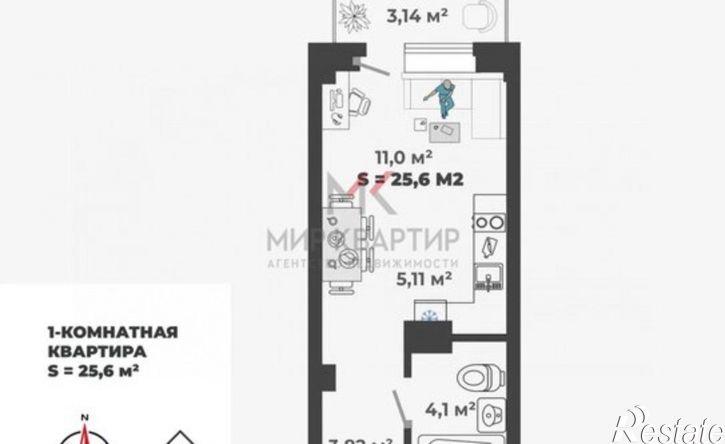 1-комн квартира в новом доме улица Генерала Тихонова, 12 к1,  д. 12 к1