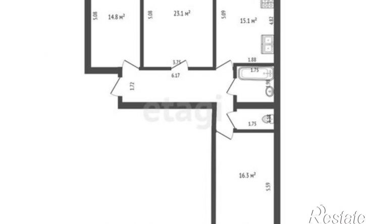 3-комн квартира улица Лермонтова, 20,  д. 20
