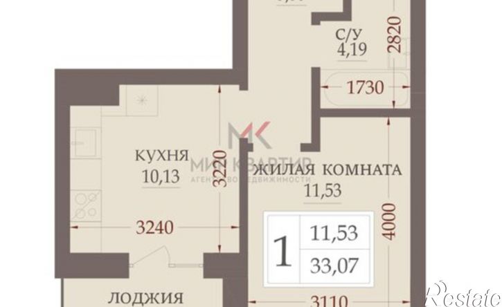 1-комн квартира в новом доме улица Чкалова, 44,  д. 44