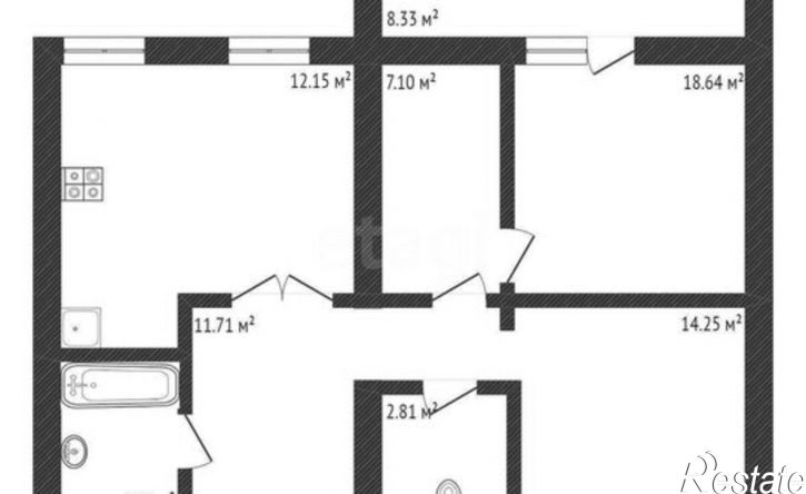 2-комн квартира улица Авиаторов, 6А