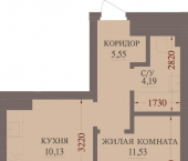 1-комн, 33 кв м, этаж 5/13 улица Чкалова, 42