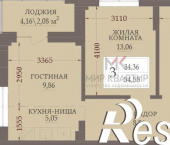 3-комн, 55 кв м, этаж 4/13 улица Чкалова, 44